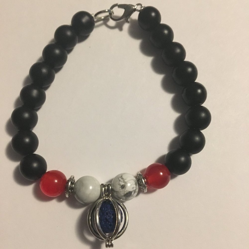 Red And White Marble Chakra Beads (A7)